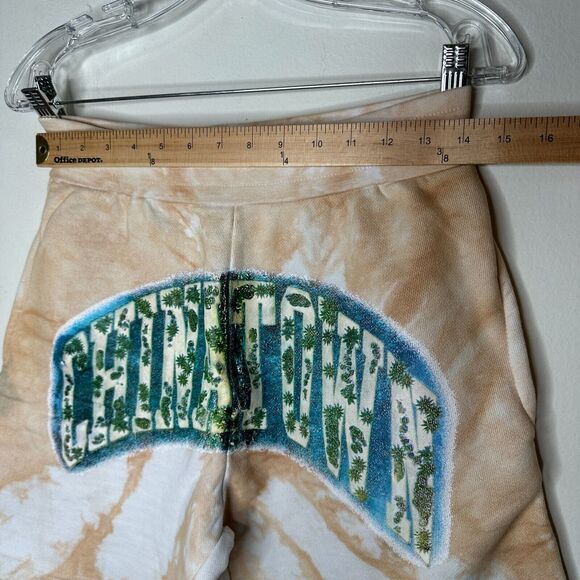 Chinatown Market Beige Tie Dye Island Arc SweatShorts Side and Back Pocket S - Picture 10 of 13